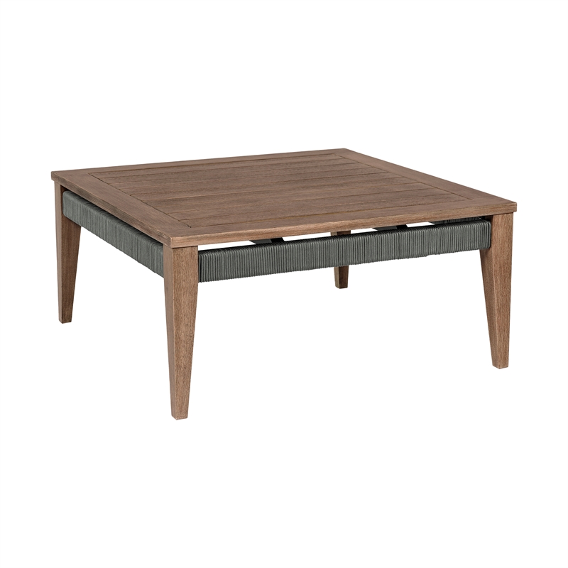 Glendora Beckham Outdoor 5 Piece Live Edge Dining Set in Eucalyptus and Rope