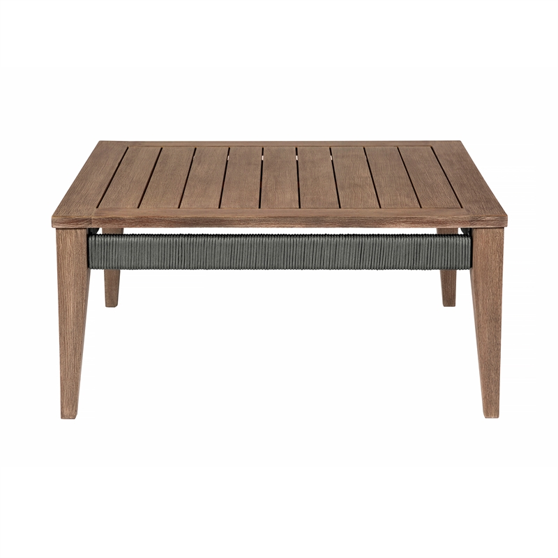 Glendora Beckham Outdoor 5 Piece Live Edge Dining Set in Eucalyptus and Rope