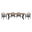 Glendora Beckham Outdoor 5 Piece Live Edge Dining Set in Eucalyptus and Rope