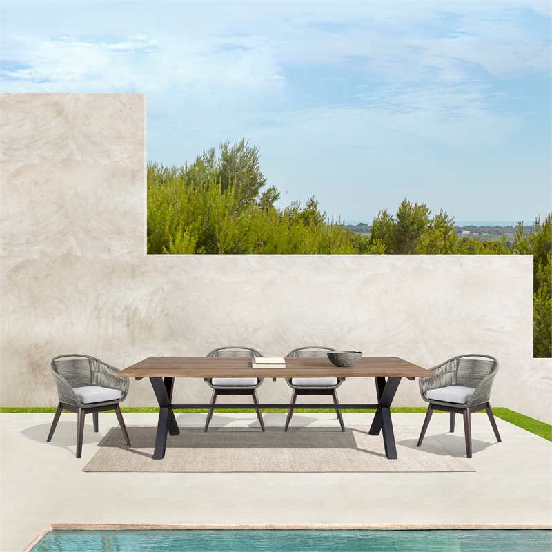 Vivid Outdoor Patio Sofa in Light Eucalyptus Wood with Taupe Olefin Cushions