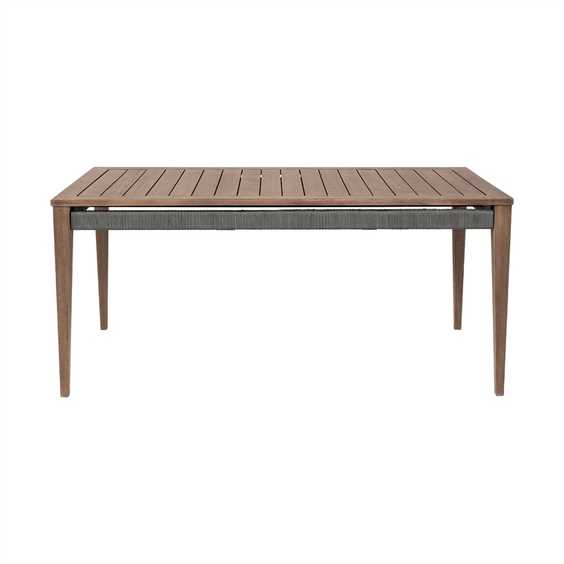 Glendora Beckham Outdoor 7 Piece Live Edge Dining Set in Eucalyptus and Rope