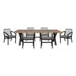Glendora Beckham Outdoor 7 Piece Live Edge Dining Set in Eucalyptus and Rope