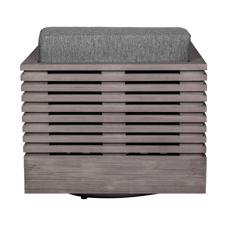 Vivid Swivel Outdoor Patio Chair in Gray Eucalyptus Wood with Gray  Cushions