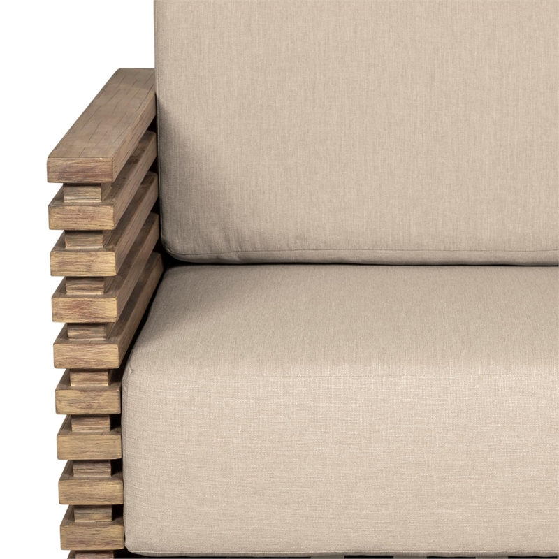 Vivid Swivel Outdoor Patio Chair in Light Eucalyptus Wood with Taupe Cushions