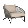 Benicia Outdoor 4 Piece Conversation Set in Eucalyptus with Rope and  Cushions