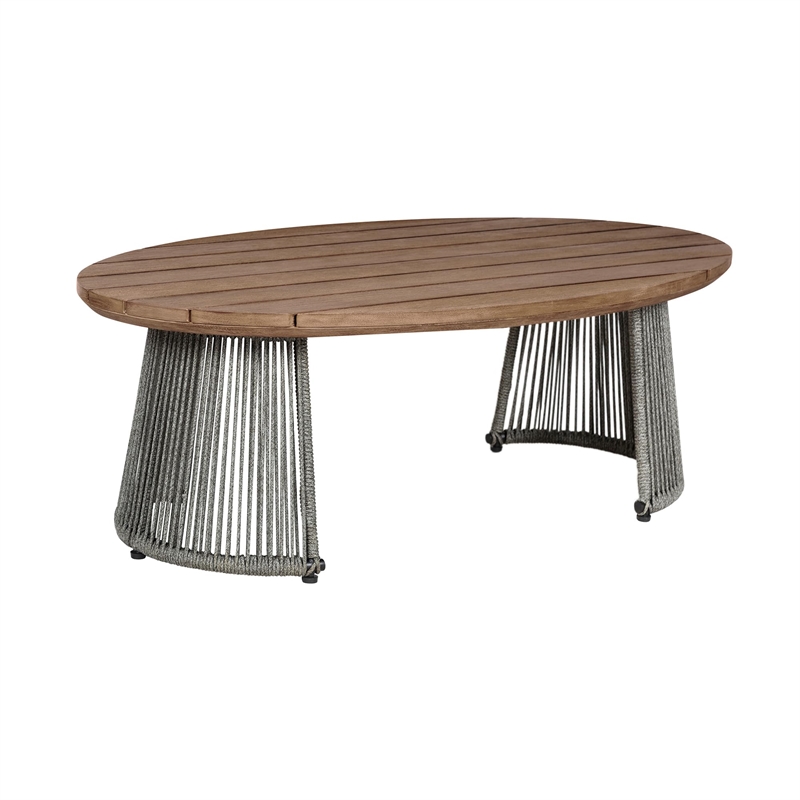 Benicia Outdoor 4 Piece Conversation Set in Eucalyptus with Rope and  Cushions