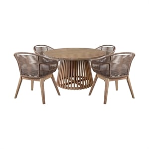 Escondido Tutti Frutti Outdoor 5 Piece Dining in Eucalyptus Rope and Cushions