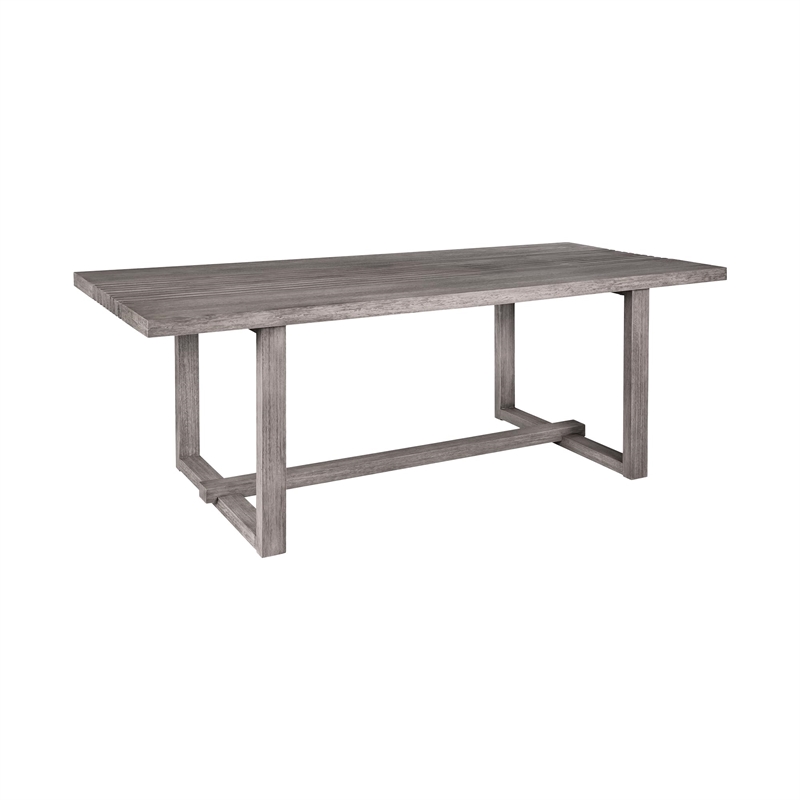 Vivid Outdoor 7 Piece Dining Set in Gray Eucalyptus Wood with Gray Cushions