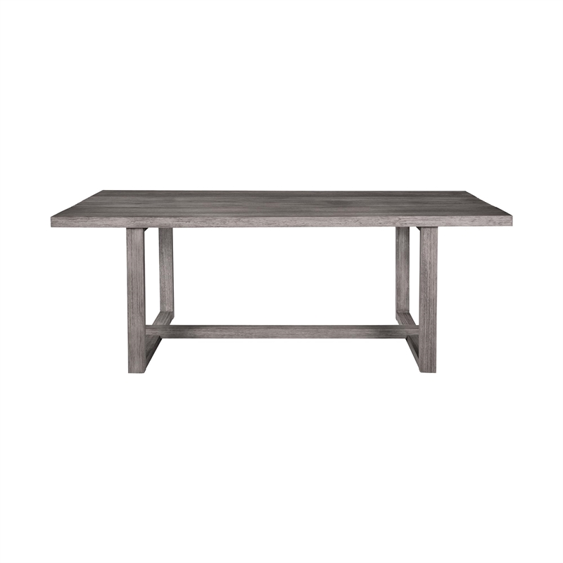 Vivid Outdoor 7 Piece Dining Set in Gray Eucalyptus Wood with Gray Cushions