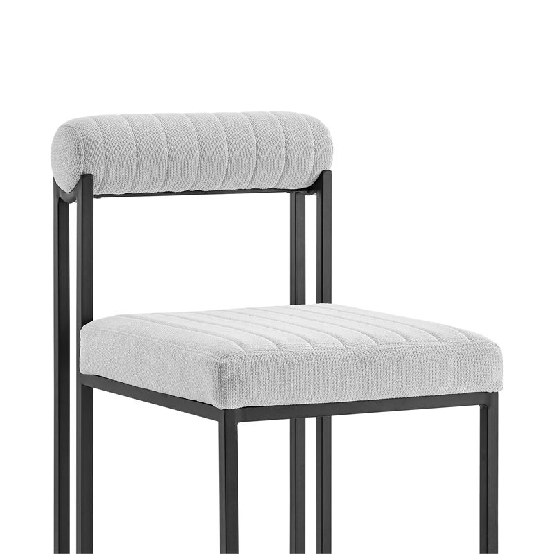 Anastasia Dining Chair with Matte Black Iron and Light Gray Fabric - Set of 2