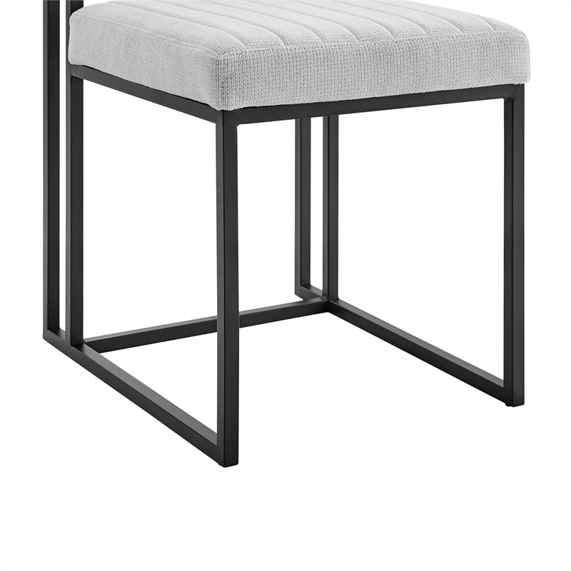 Anastasia Dining Chair with Matte Black Iron and Light Gray Fabric - Set of 2