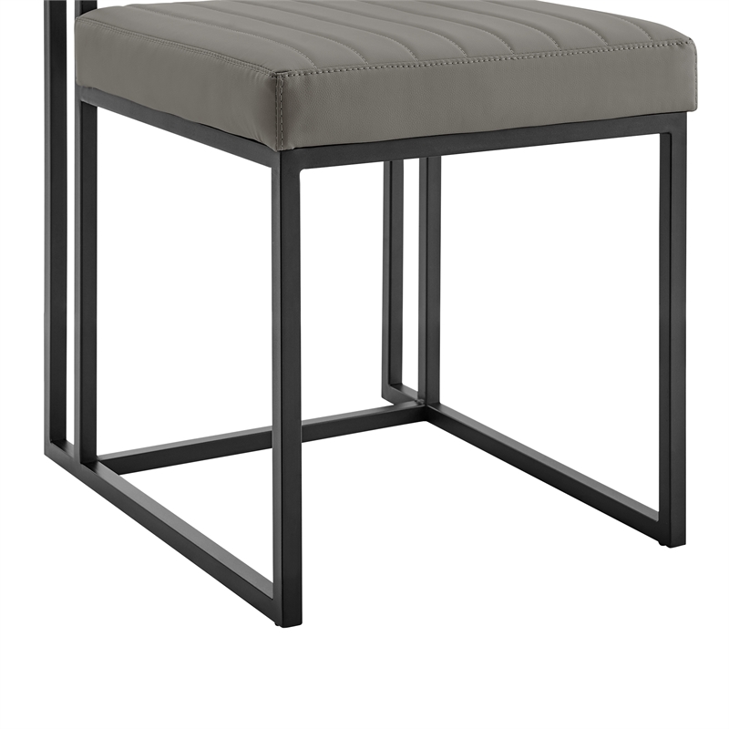 Anastasia Dining Chair with Light Gray Faux Leather - Set of 2