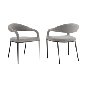 Morgan Dining Chair with Matte Black Iron and Light Gray Fabric - Set of 2