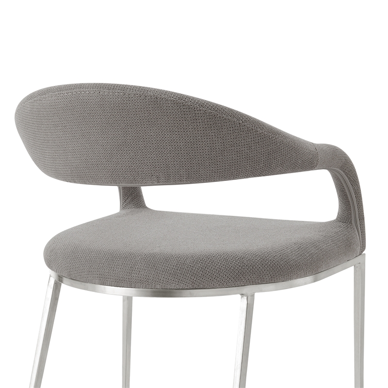 Morgan Dining Chair with Brushed Stainless Steel & Light Gray Fabric - Set of 2