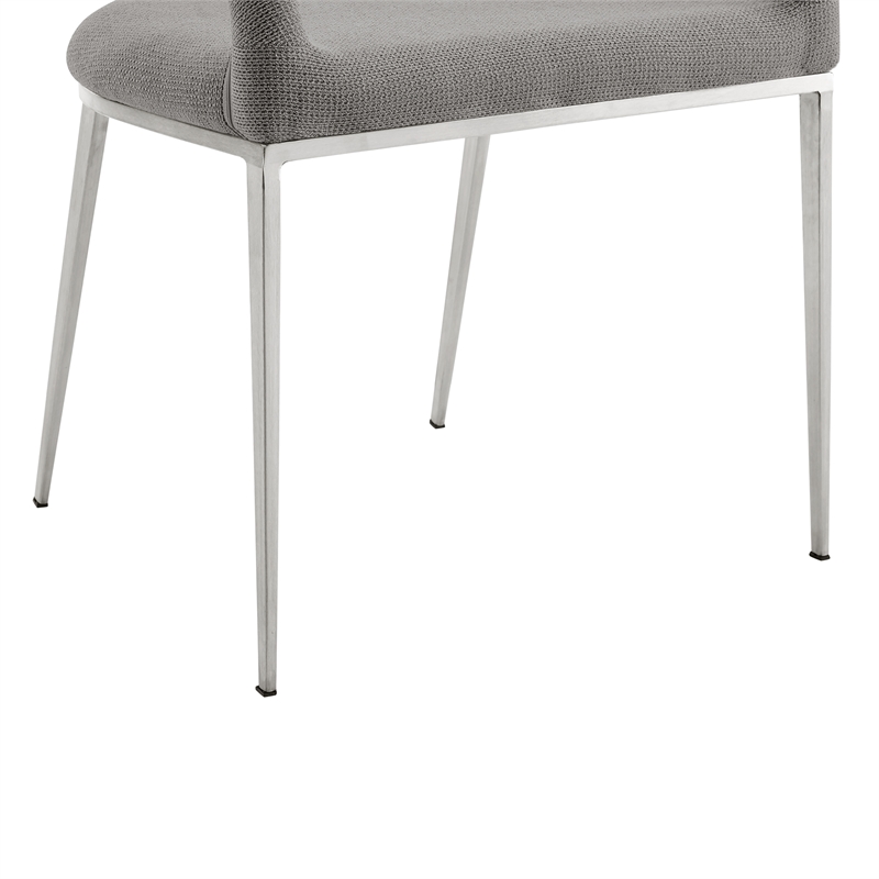 Morgan Dining Chair with Brushed Stainless Steel & Light Gray Fabric - Set of 2