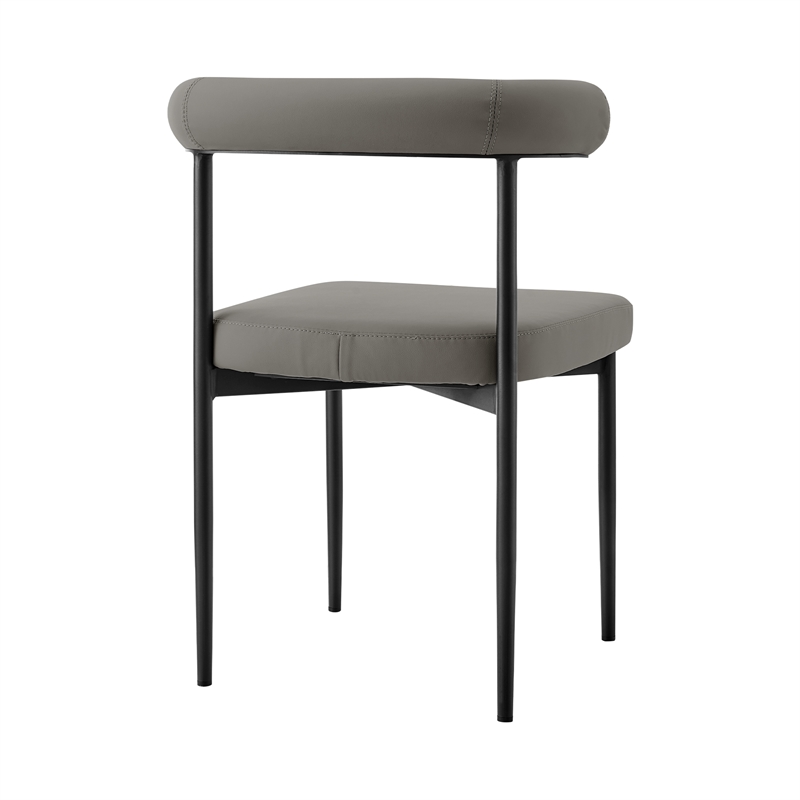 Shannon Dining Chair with Matte Black Iron & Light Gray Faux Leather - Set of 2