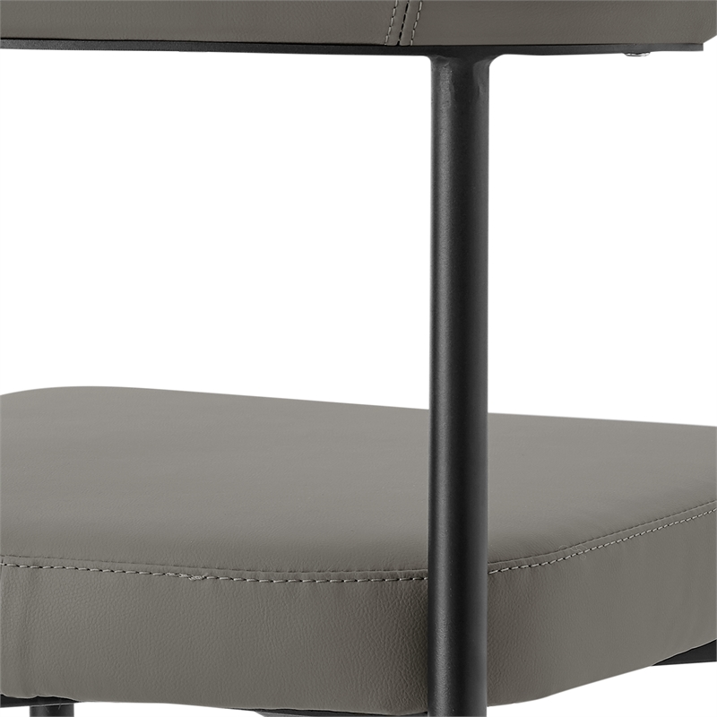Shannon Dining Chair with Matte Black Iron & Light Gray Faux Leather - Set of 2