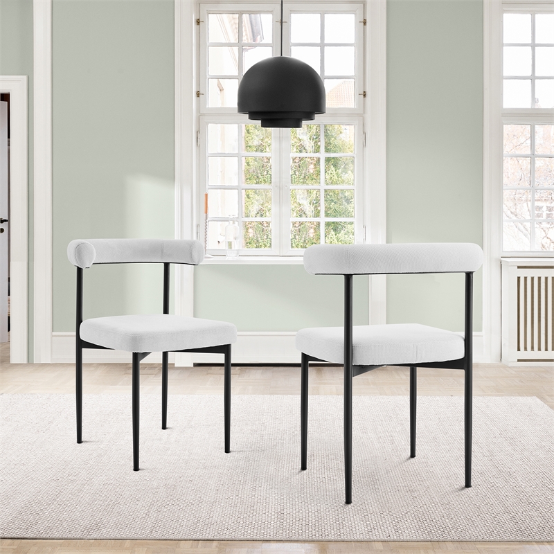 Shannon Dining Chair with Matte Black Iron & Thundercloud Gray Fabric - Set of 2