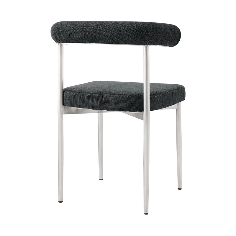 Shannon Dining Chair with Brushed Stainless Steal and Charcoal Fabric - Set of 2