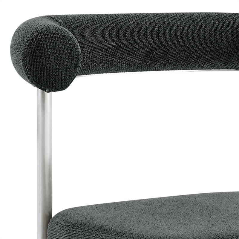 Shannon Dining Chair with Brushed Stainless Steal and Charcoal Fabric - Set of 2