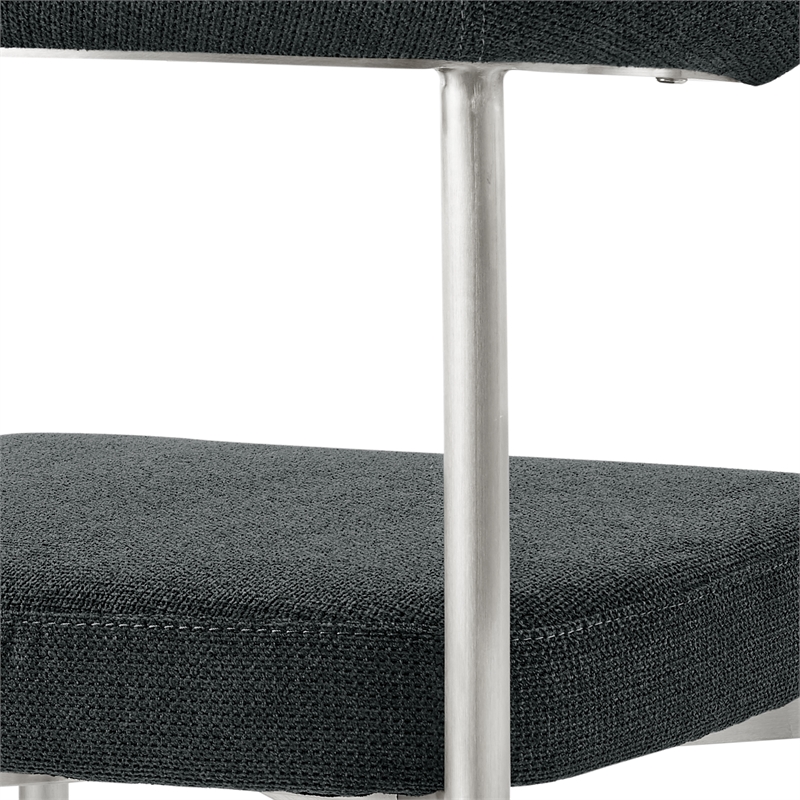 Shannon Dining Chair with Brushed Stainless Steal and Charcoal Fabric - Set of 2