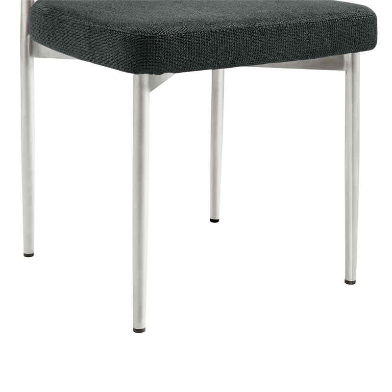 Shannon Dining Chair with Brushed Stainless Steal and Charcoal Fabric - Set of 2