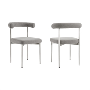 Shannon Dining Chair with Brushed Stainless Steal & Light Gray Fabric - Set of 2