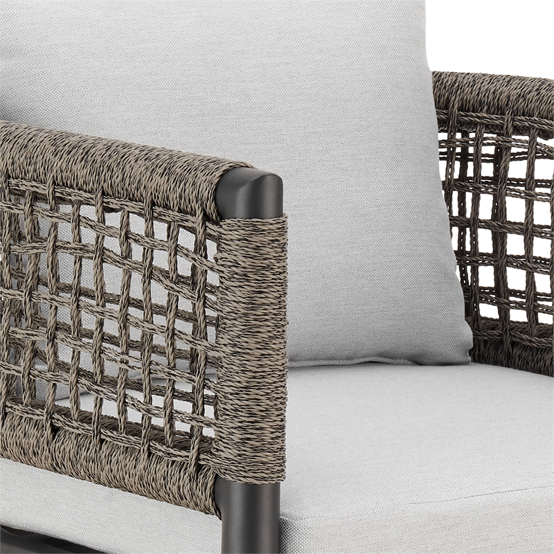 Alegria Outdoor Swivel BarStool in Aluminum with Gray Rope & Light Gray Cushions