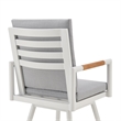 Crown Outdoor Swivel Bar Stool in Aluminum with Brown Rope & Light Gray Cushions