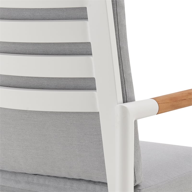 Crown Outdoor Swivel Bar Stool in Aluminum with Brown Rope & Light Gray Cushions