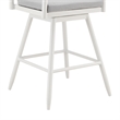 Crown Outdoor Swivel Bar Stool in Aluminum with Brown Rope & Light Gray Cushions