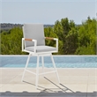Crown Outdoor Swivel Bar Stool in Aluminum with Brown Rope & Light Gray Cushions