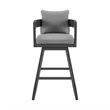 Menorca Outdoor Patio Swivel Counter Stool in Aluminum with Gray Cushions