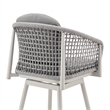 Rhodes Outdoor Swivel Counter Stool in Aluminum with Light Gray Rope & Cushions