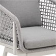 Rhodes Outdoor Swivel Counter Stool in Aluminum with Light Gray Rope & Cushions