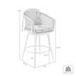 Rhodes Outdoor Swivel Counter Stool in Aluminum with Light Gray Rope & Cushions
