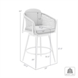 Rhodes Outdoor Swivel Bar Stool in Aluminum with Light Gray Rope and Cushions