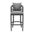 Zella Outdoor Patio Bar or Counter Stool in Aluminum with Rope and Cushions