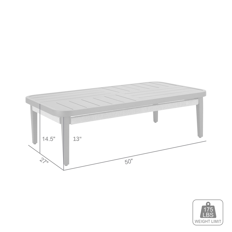 Zella Rectangular Coffee Table in Aluminum