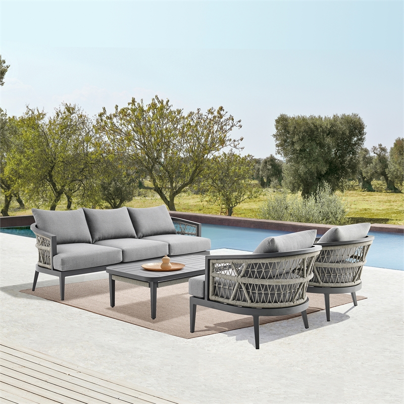Zella Rectangular Coffee Table in Aluminum