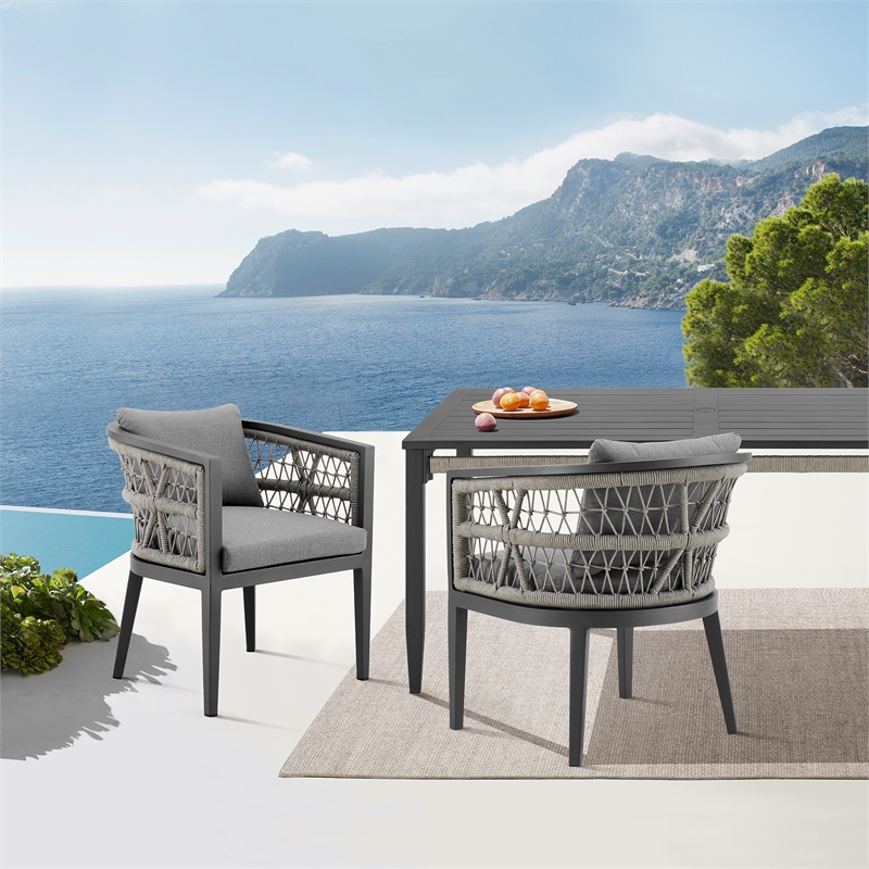 Zella Outdoor Patio Dining Chair in Aluminum - Set of 2