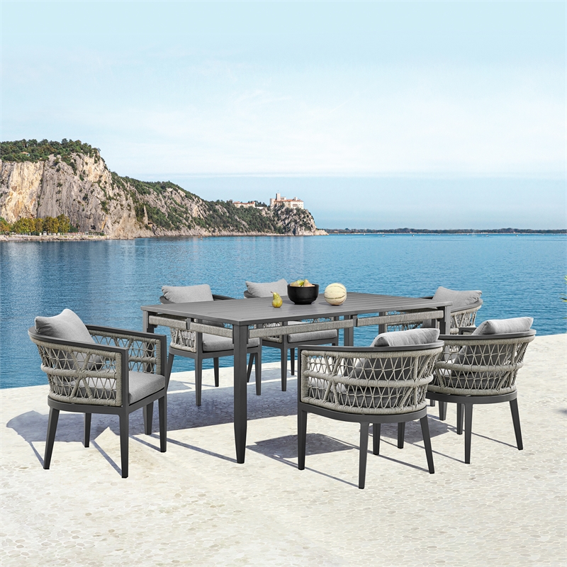 Zella Outdoor Patio Dining Chair in Aluminum - Set of 2