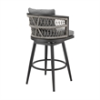 Zella Outdoor  Swivel Bar or Counter Stool in Aluminum with Rope and Cushions