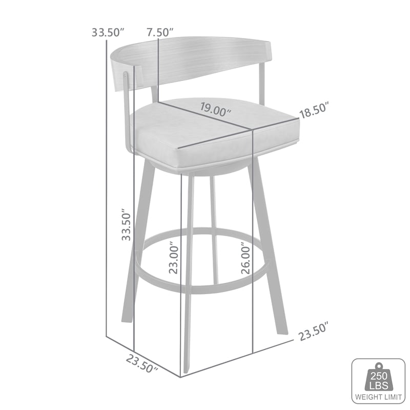 Lacey Swivel Counter or Bar Stool in Metal with Walnut Finish and Faux Leather