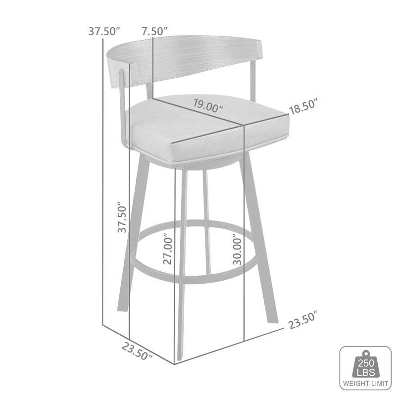 Lacey Swivel Counter or Bar Stool in Metal with Walnut Finish and Faux Leather