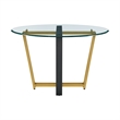 Devi Round Dining Table  Black Iron Base with Glass Tabletop