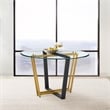 Devi Round Dining Table  Black Iron Base with Glass Tabletop