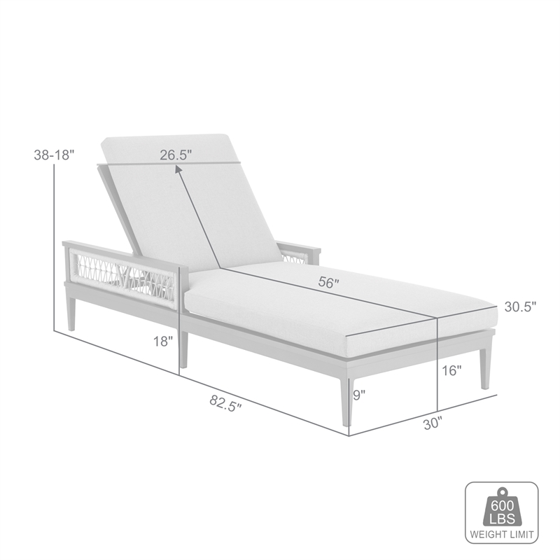 Zella Outdoor Patio Chaise Lounge Chair in Aluminum