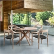 Oasis Santo Outdoor 5 Piece Round Dining Set in Eucalyptus and Charcoal Rope