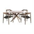 Oasis Santo Outdoor 5 Piece Round Dining Set in Eucalyptus and Charcoal Rope